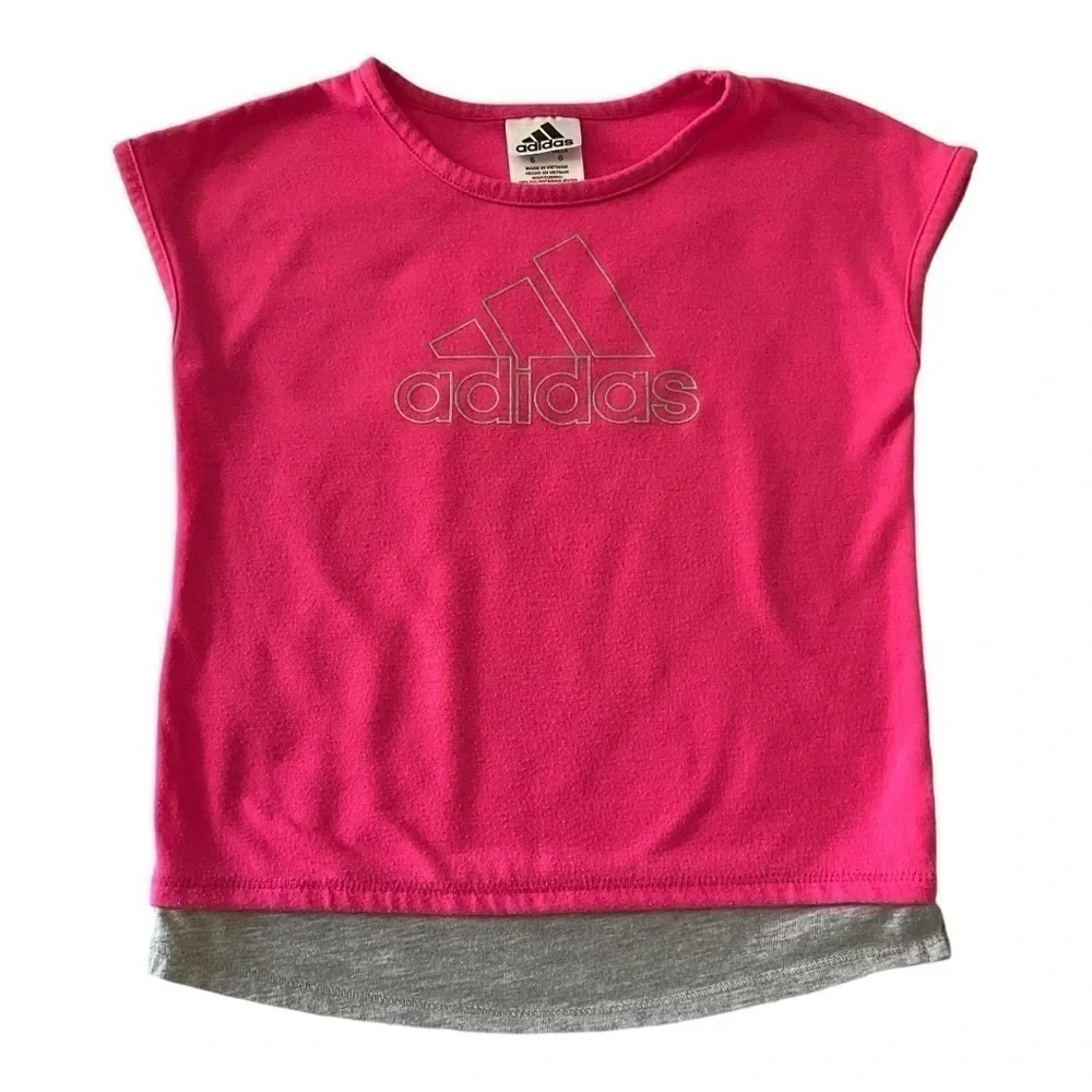 ADIDAS-PINK AND GRAY ATHLETIC SKIRT AND TOP-SIZE 6